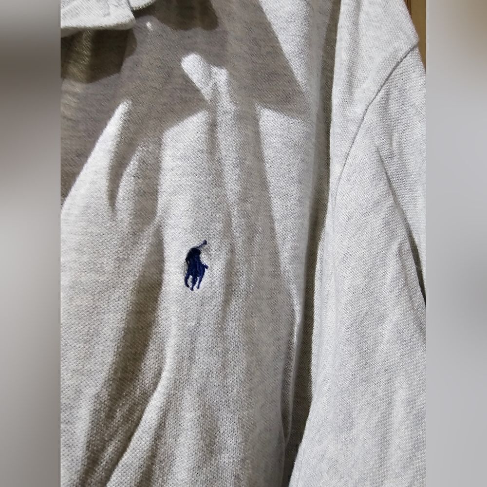 POLO RALPH LAUREN Gray Polo Long Sleeve Shirt - Size XL - Picture 5 of 6
